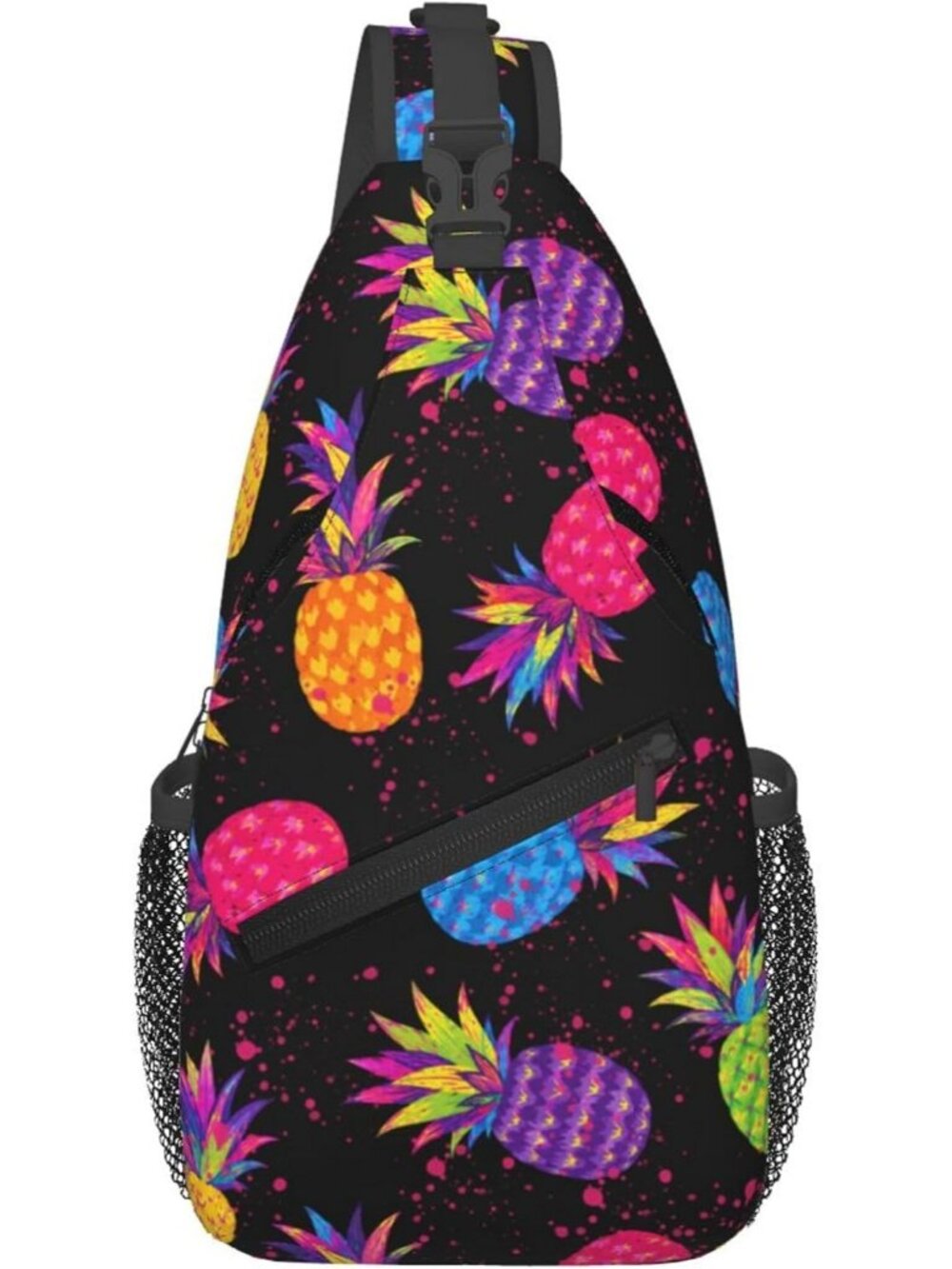Unisex Black Board Skeletons Sling Backpack Chest Hiking Travel Crossbody Bag
